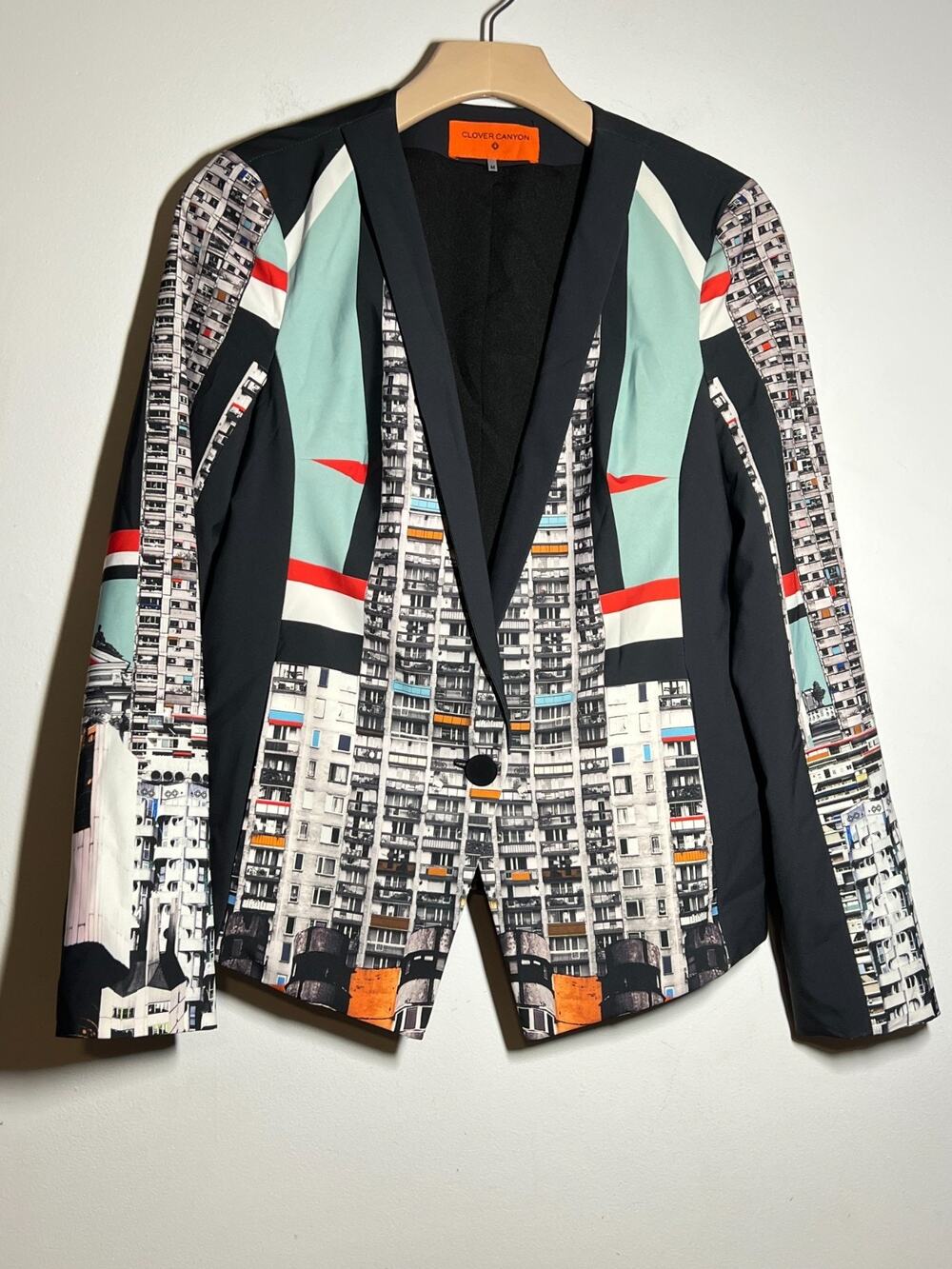 Clover Canyon EUC Multicolor Collarless One Button Jacket Blazer M